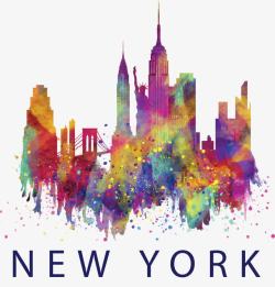 纽约旅游炫彩泼墨纽约海报高清图片