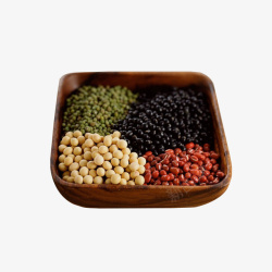 混合杂粮食材盘子里的杂粮豆类高清图片