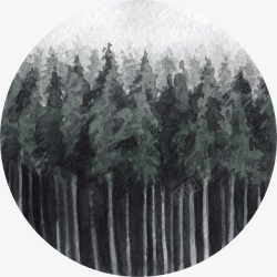 创意森林背景水彩卡通油画森林高清图片