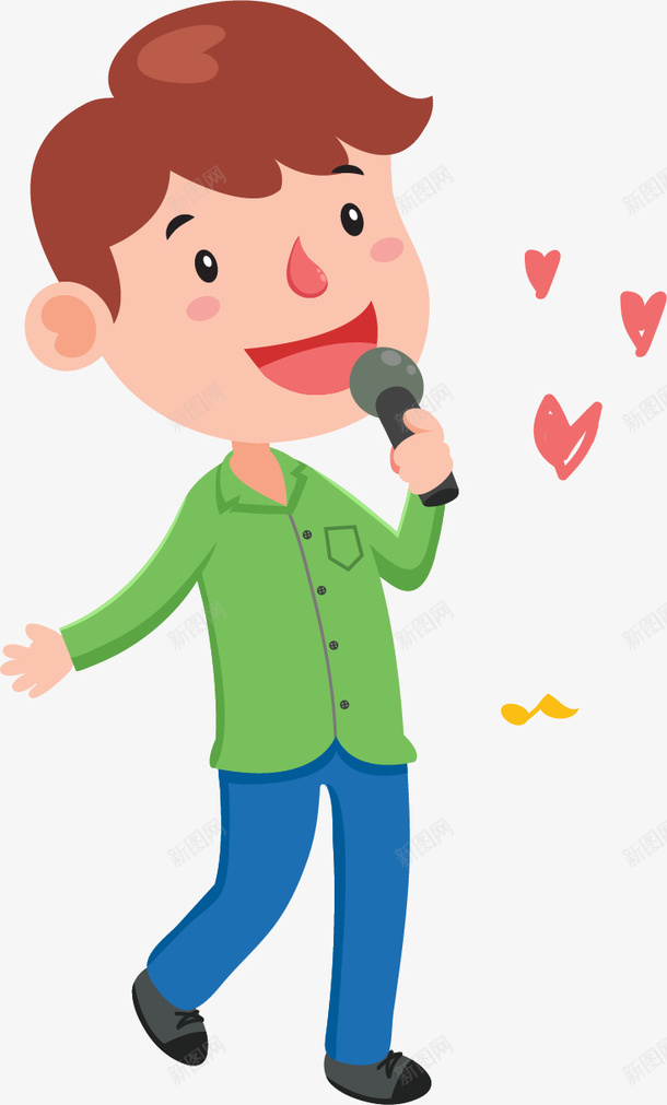 拿着话筒唱歌的男人png免抠素材_新图网 https://ixintu.com 卡通 唱歌图 帅气的 爱心歌手 男人 简笔 绿色的 话筒