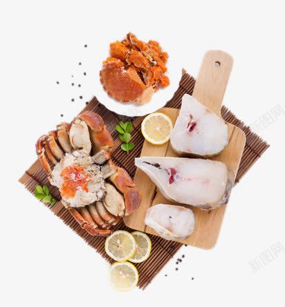 海鲜食物png免抠素材_新图网 https://ixintu.com 柠檬片 海鲜 海鲜大咖 美食 螃蟹 鳕鱼