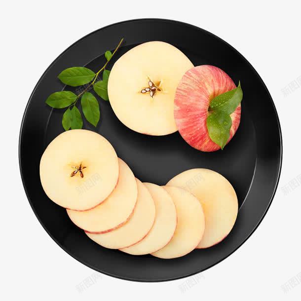 苹果片图案png免抠素材_新图网 https://ixintu.com 手绘 水果 白色 盘子 红色 绿色 苹果 黑色