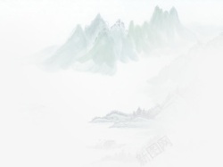 蓝色中国风山水风景海报素材