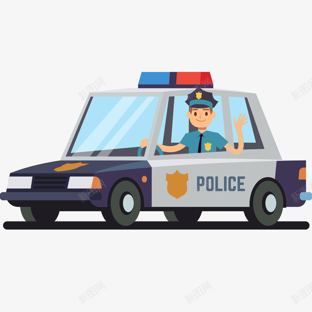 警车png免抠素材_新图网 https://ixintu.com 公安 卡通警车 工作 汽车 矢量警车免抠PNG 警察