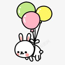 拉着气球的小丑创意卡通贴纸手绘拉着气球的小兔子高清图片