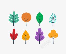 彩色树木卡通小树叶高清图片