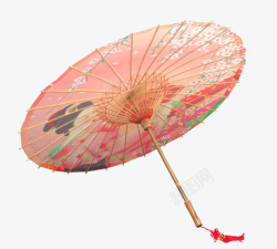 浅紫色图案伞国画人物图案油纸伞高清图片