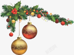 小球装饰素材圣诞节日藤条小球装饰1高清图片