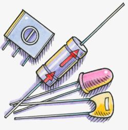 手绘电子元器件素材