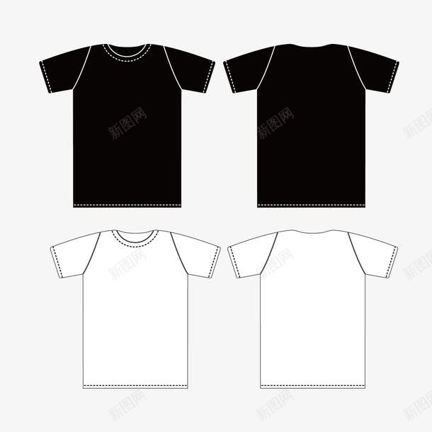 黑白T恤正反面模板png免抠素材_新图网 https://ixintu.com T恤 T恤样机 t恤线图 半袖 反面 正面 白色 黑色