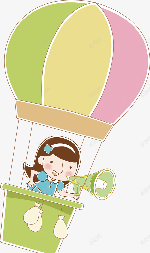 卡通可爱的热气球png免抠素材_新图网 https://ixintu.com 卡通 卡通女孩素材 热气球 热气球女孩