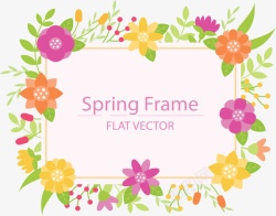五彩春花可爱五彩花朵装饰框高清图片