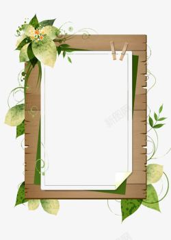 木质相框素材绿色木质边框高清图片