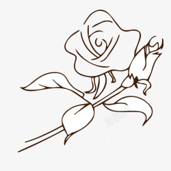 玫瑰叶子手绘玫瑰花简笔画矢量图高清图片