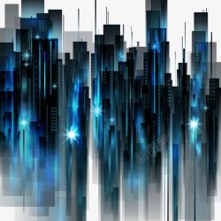 城市灯光视频蓝色星光楼房效果元素高清图片