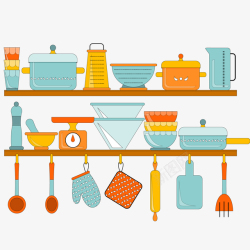 厨房用品卡通彩色厨房用品矢量图高清图片