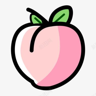卡通苹果水果粉色手绘圆弧桃子食物元素图标图标