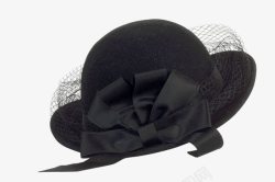 女式帽子礼帽黑蝴蝶结黑纱网帽子高清图片