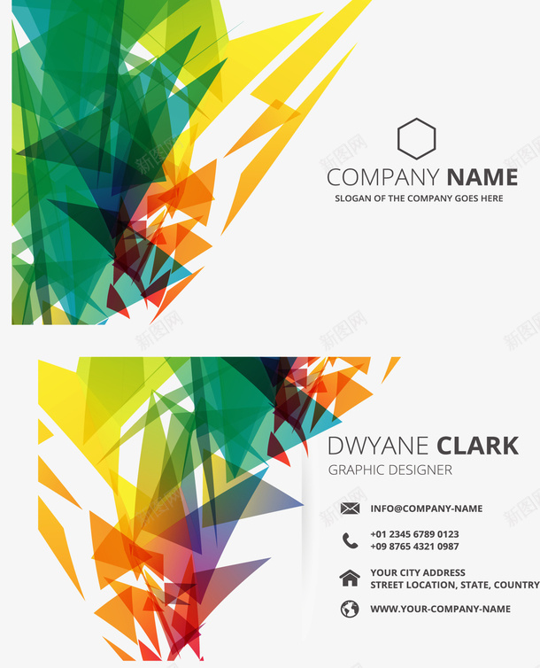 彩色三角个人名片png_新图网 https://ixintu.com 三角花纹 个人名片 名片 彩色三角 矢量png