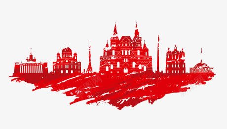 红色欧式建筑png免抠素材_新图网 https://ixintu.com 剪影 城市建筑 欧式建筑 红色