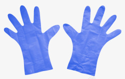 一双蓝色的橡胶手套实物素材