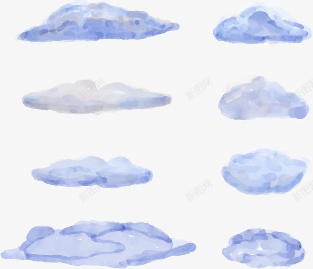 水彩云朵png免抠素材_新图网 https://ixintu.com 云朵 晕染 水彩 矢量素材 蓝色