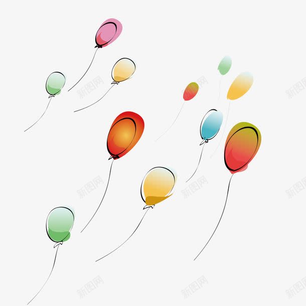 手绘多彩节日气球png免抠素材_新图网 https://ixintu.com 五一海报 劳动节素材 彩色气球 手绘 气球 节日 装饰气球