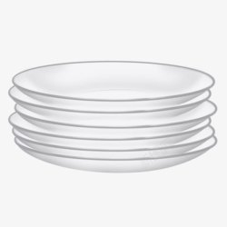 洗碗叠高的白色盘子高清图片
