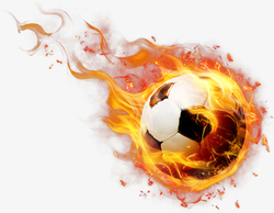 点燃火焰围绕的足球手绘图高清图片