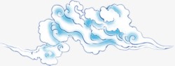 复古中国风蓝色素描祥云素材