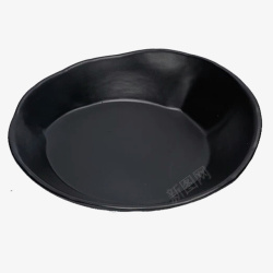 立体黑色黑色不规则立体简约家用陶瓷盘子高清图片