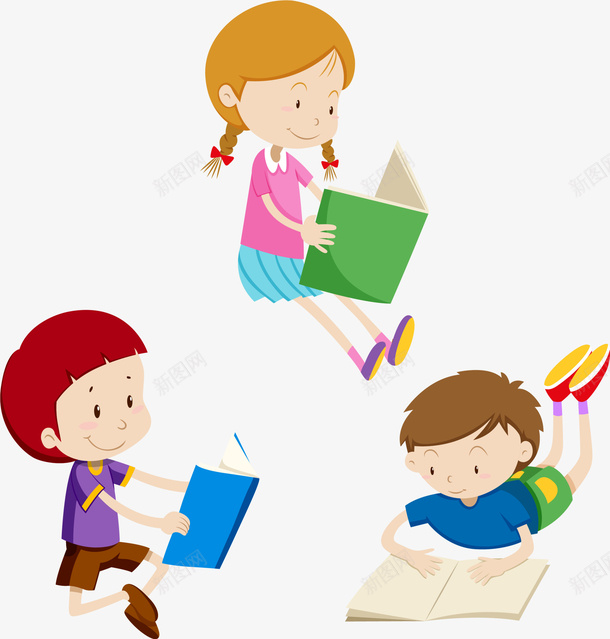 一起看书的小朋友png免抠素材_新图网 https://ixintu.com 一起看书 学生 小朋友 开心 认真学习 读书