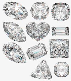 原钻钻石和水晶切割形状剖面图高清图片
