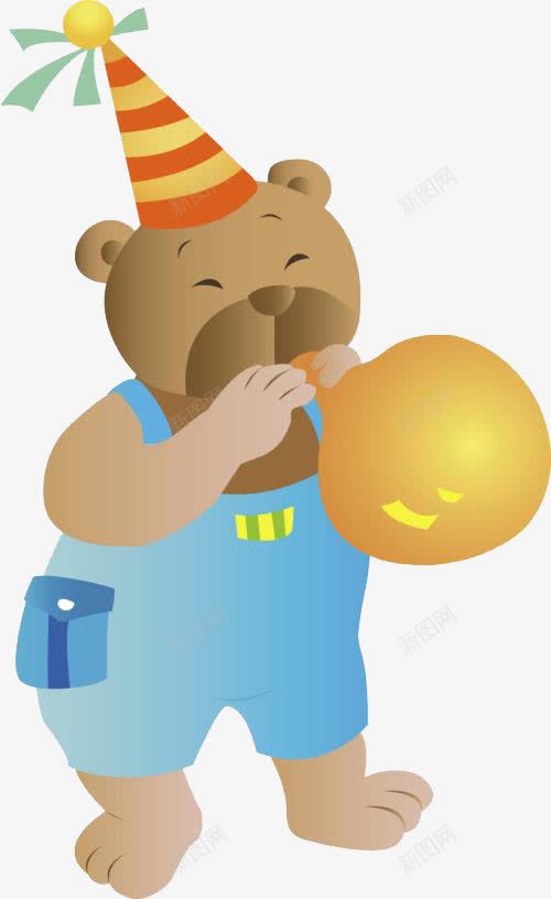 吹气球的卡通棕熊png免抠素材_新图网 https://ixintu.com 免抠图 卡通熊 抓气球的熊 效果图 棕熊 气球 装饰图 装饰画