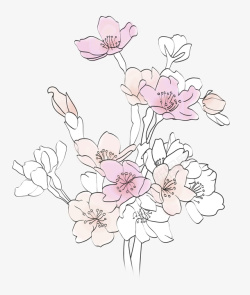 手绘水彩桃花花瓣素材