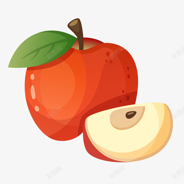 一个带叶子的手绘苹果矢量图ai免抠素材_新图网 https://ixintu.com 扁平化 手绘 新鲜 水果 红色 美味 苹果 食品 矢量图