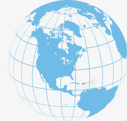 世界地图手绘卡通蓝色线条地球图高清图片