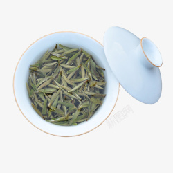 养生春茶产品实物白毫银针盖碗茶高清图片