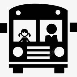 公交乘客剪影校车前乘客图标高清图片