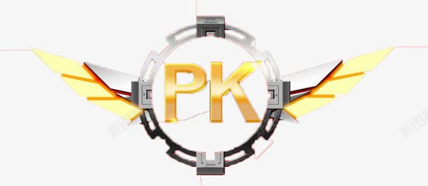 PK标志png免抠素材_新图网 https://ixintu.com 争锋相对 决斗 圈圈 翅膀 英文字母 黄色字体