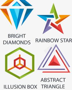 彩色钻石几何彩色商务标志图标高清图片