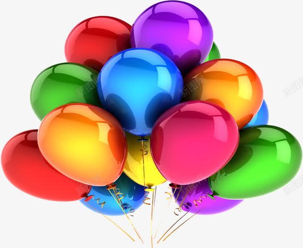 彩色节日气球装饰卡通png免抠素材_新图网 https://ixintu.com 卡通 彩色 气球 节日 装饰