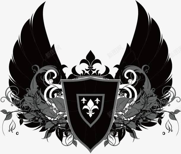 皇家图标png_新图网 https://ixintu.com 欧式花纹 皇家图标 盾牌 翅膀 装饰