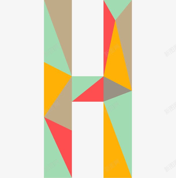 彩色色块拼接英文字母Hpng免抠素材_新图网 https://ixintu.com 26个字母 三角色块拼接 创意字母 字母设计 广告字母 彩色字母 拼接风格 艺术字体 英文字母H