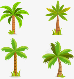 卡通棕榈树4款绿色棕榈树矢量图高清图片