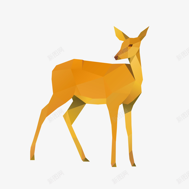 黄色折纸多边形动物png免抠素材_新图网 https://ixintu.com 几何 动物 可爱 唯美 多边形 小动物 小鹿 折纸 转折 黄色