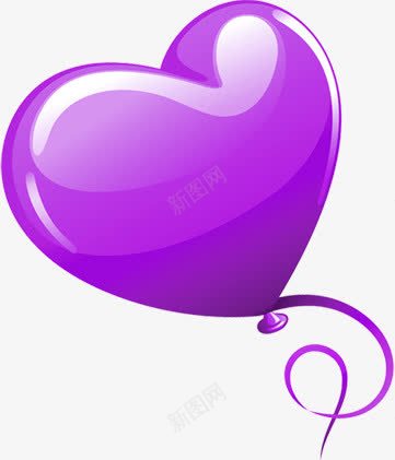 紫色卡通爱心气球png免抠素材_新图网 https://ixintu.com 卡通 气球 爱心 紫色
