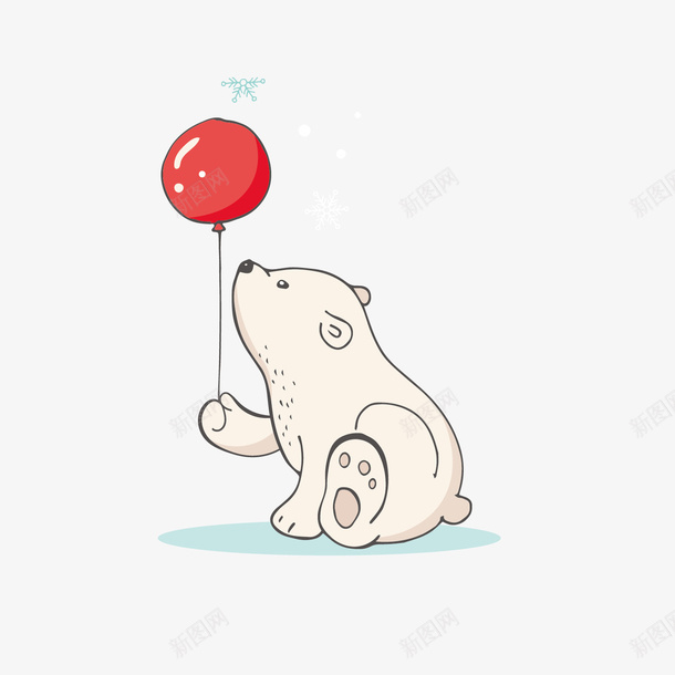 拿着气球的北极熊手绘png免抠素材_新图网 https://ixintu.com 卡通 可爱 坐着的北极熊 大熊 小熊 手绘 白色 红色气球