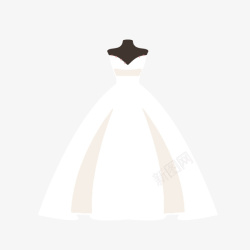 手绘白色婚纱礼服素材