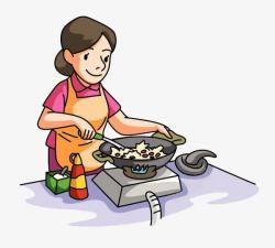 帮妈妈做饭正在炒菜的妈妈高清图片